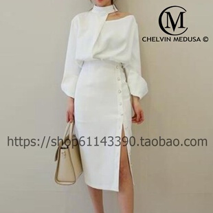 女神欧洲站洋气时尚 套装 新款 感白很仙 两件套裙 时髦心机个性 秋季