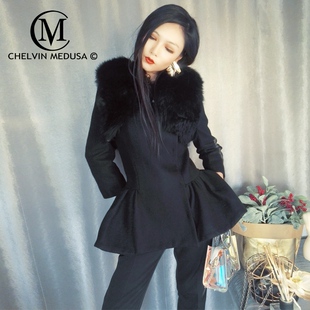 黑色皮毛一体外套女大衣 拆卸羊毛真皮草冬季 新款 高端欧洲站短款