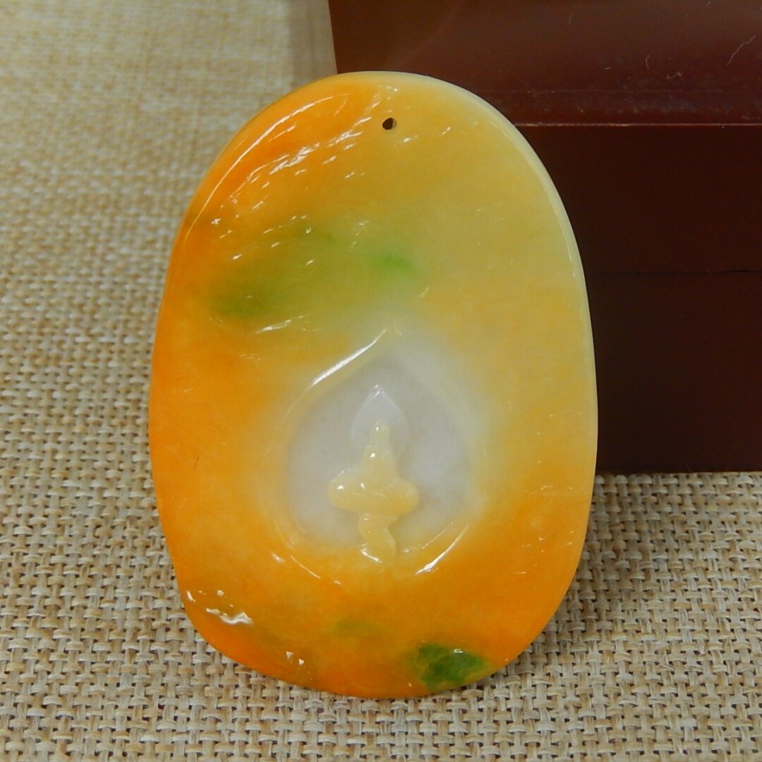 缅甸A货翡翠原石半明料玉石毛料老坑大马坎黄加绿无相佛挂件K7396