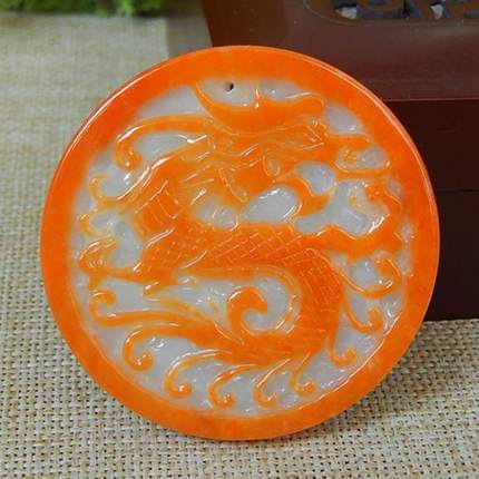 缅甸A货翡翠原石半明料玉石毛料成品大马坎红翡俏色龙牌挂件H8209