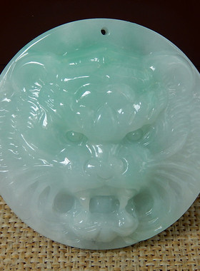 缅甸天然A货翡翠原石半明料玉石毛料正品冰糯种飘绿虎牌挂件K2164