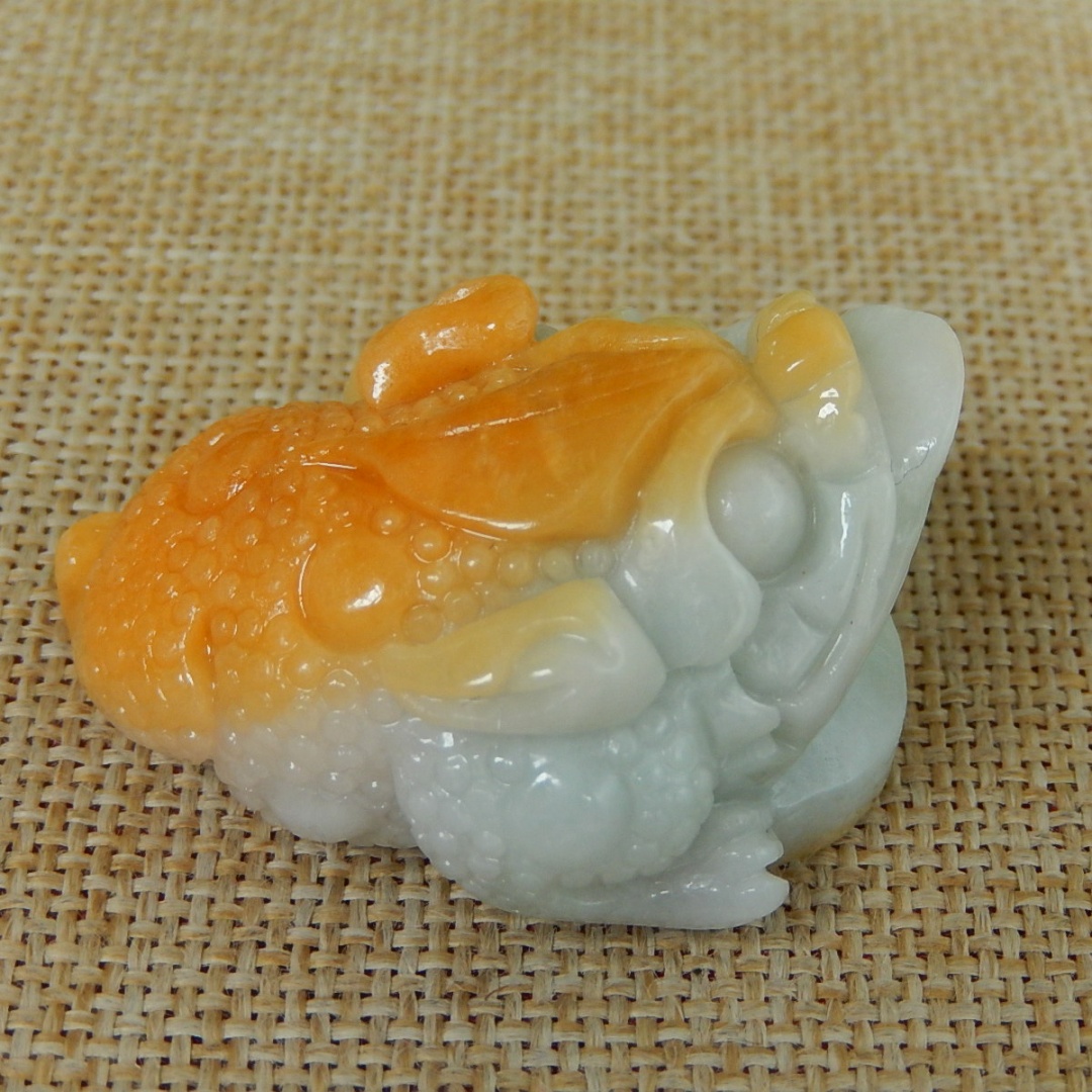 缅甸A货翡翠大马坎黄翡金蟾挂件