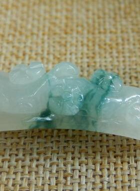 缅甸天然A货翡翠原石半明料玉石毛料成品冰糯种飘花编绳手牌 A599