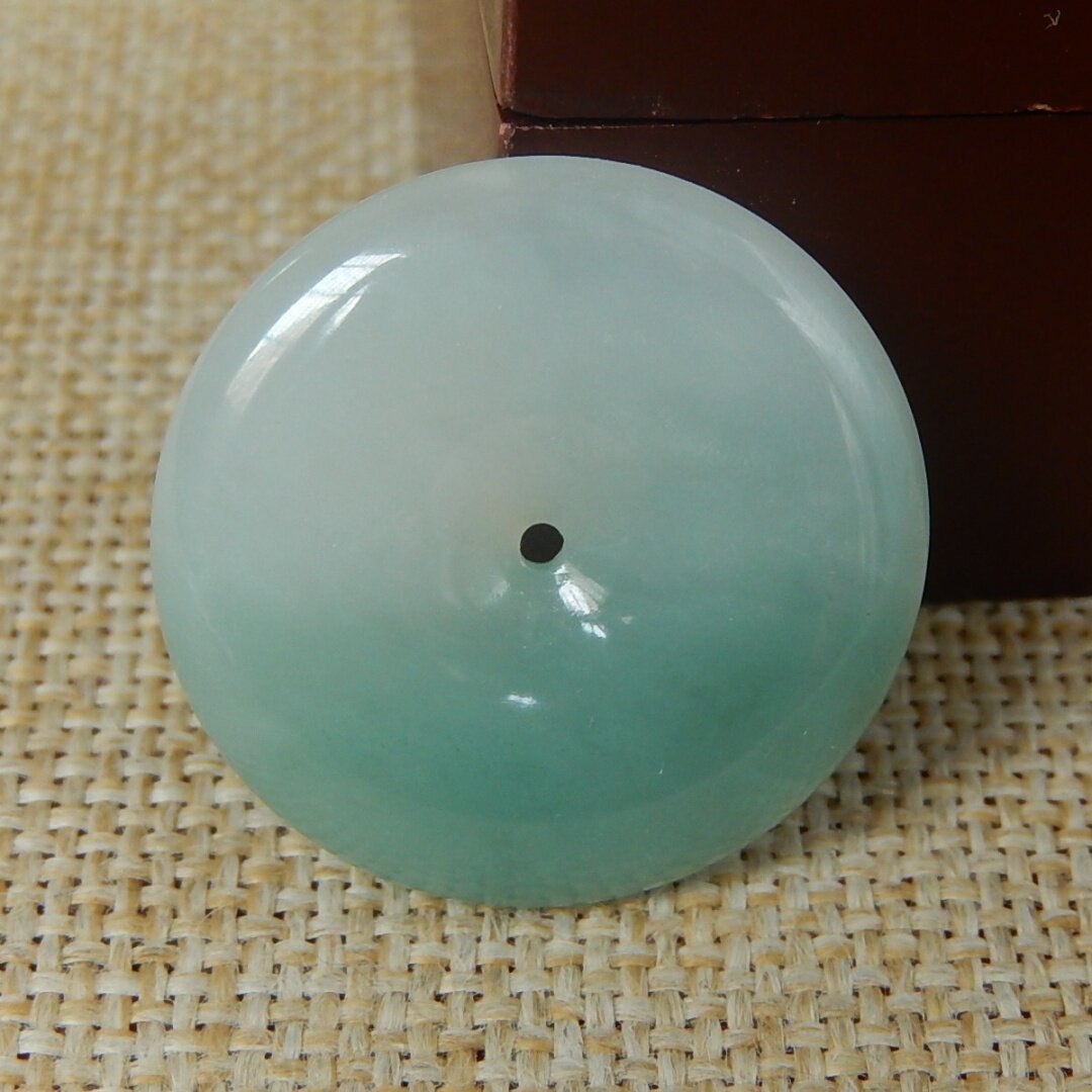 缅甸天然A货翡翠原石明料玉石毛料冰糯种蓝水平安扣挂件吊坠V1336