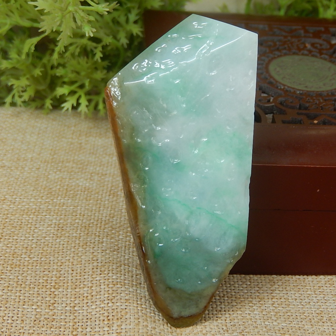 缅甸天然A货翡翠原石明料玉石毛料大马坎黄翡飘绿边角料牌子K7203