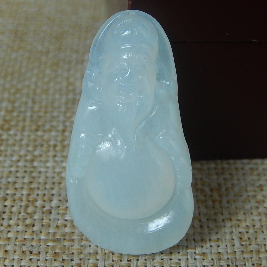 正品缅甸天然A货翡翠原石半明料玉石毛料冰糯种财神挂件吊坠K9252