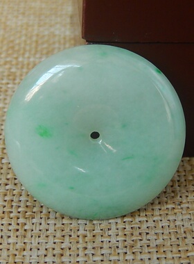 缅甸天然A货翡翠原石明料玉石毛料冰糯种飘绿平安扣挂件吊坠K6821