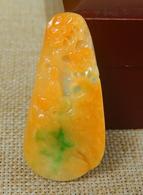 缅甸A货翡翠原石半明料玉石毛料老坑大马坎黄加绿无相佛挂件K6976