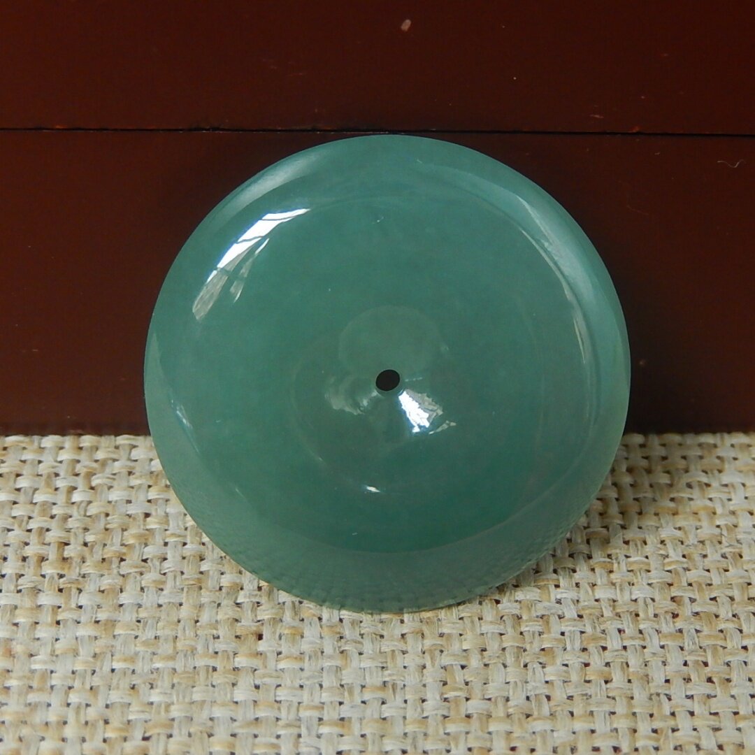 缅甸天然A货翡翠原石明料玉石毛料冰糯种蓝水平安扣挂件吊坠V1444