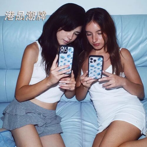 欧美flow蓝色粉色丝带蝴蝶结月光玫瑰新款苹果16适用iPhone15/14/13ProMax手机壳12Pro欧美防摔wf保护套17