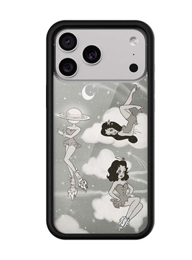 WF手机壳灰白云端女孩适用苹果17promax手机壳iPhone16/15/14/13/12Pro防摔保护套粉/红/白底波点星梦小马