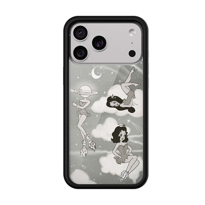 WF手机壳灰白云端女孩适用苹果17promax手机壳iPhone16/15/14/13/12Pro防摔保护套粉/红/白底波点星梦小马