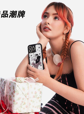 欧美flow联名黑白小猫Kittens手机壳适用iPhone15/14/13/Pro/Max/Plus苹果16Pro硬壳wf欧美ins防摔保护套17