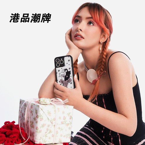 欧美flow联名黑白小猫Kittens手机壳适用iPhone15/14/13/Pro/Max/Plus苹果16Pro硬壳wf欧美ins防摔保护套17
