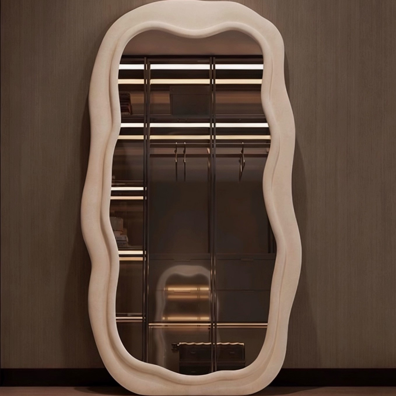 德国轻奢奶油风云朵全身镜波浪镜