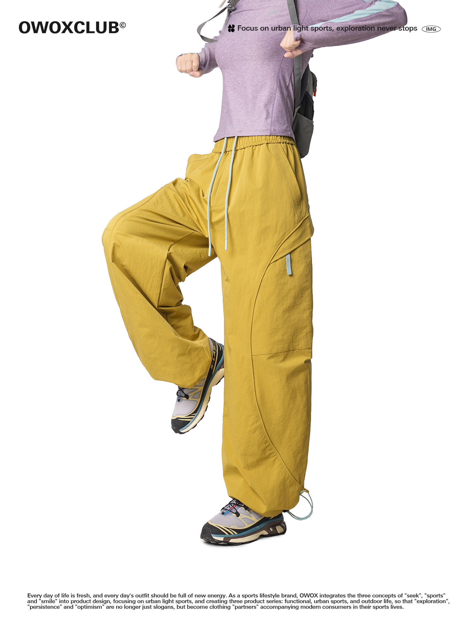 Owox Outdoor Design Style Visible Seam Sports Jogger Cargo Pants Autumn Straight Loose Hiking Casual Pants