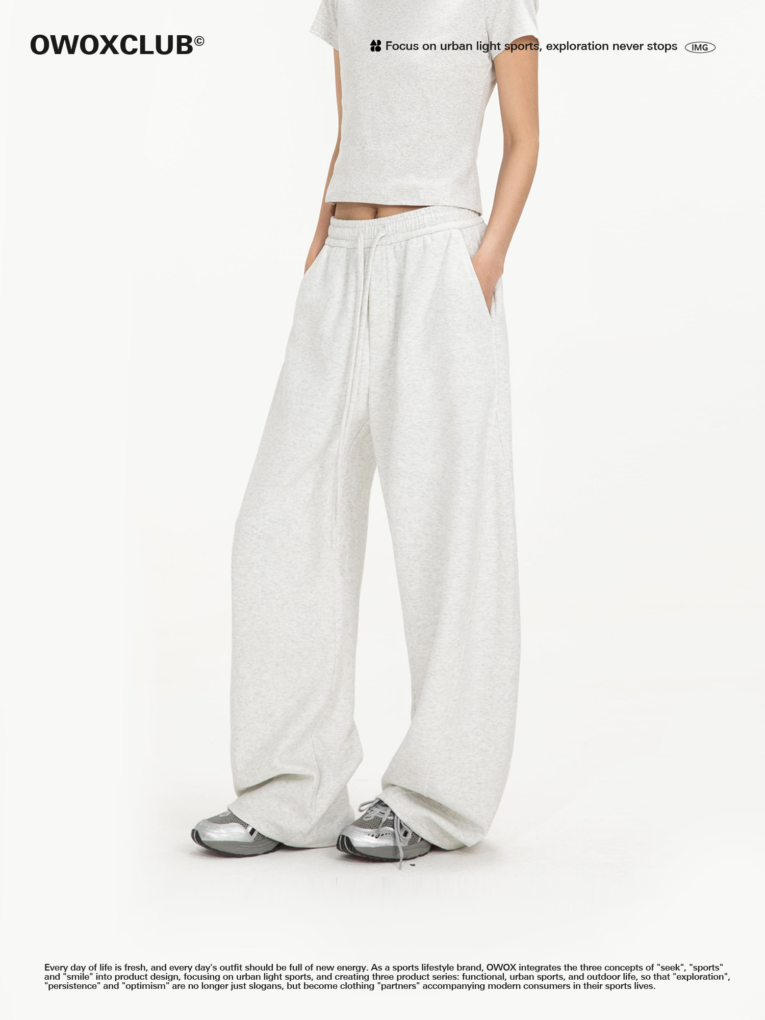 Owox Basic Solid Color Drape Straight-Leg Sports Casual Sweatpants for Women 2025 New Couple Wide-Leg Scimitar Pants