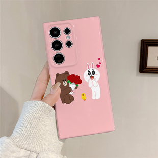 s22plus 简约硬壳s23 s24ultra A54 保护套 小熊玫瑰适用三星s25ultra手机壳菲林全包边s23ultra A53个性 s24