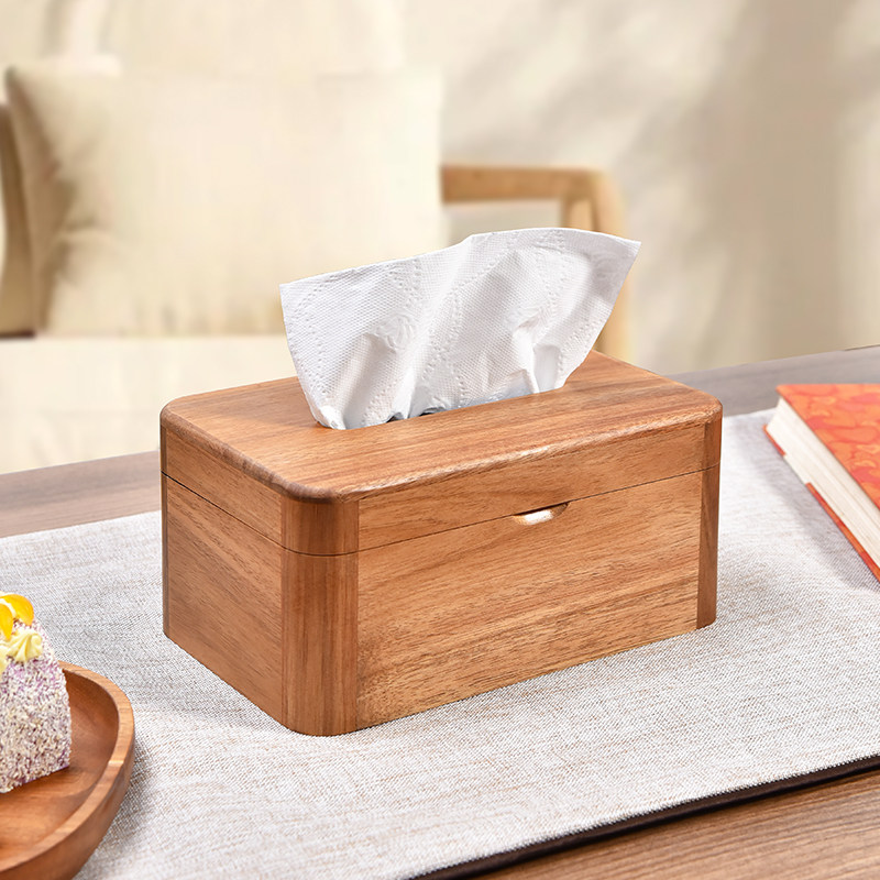 实木纸巾盒客厅家用高档轻奢创意桌面抽纸盒胡桃木质餐巾纸盒定制