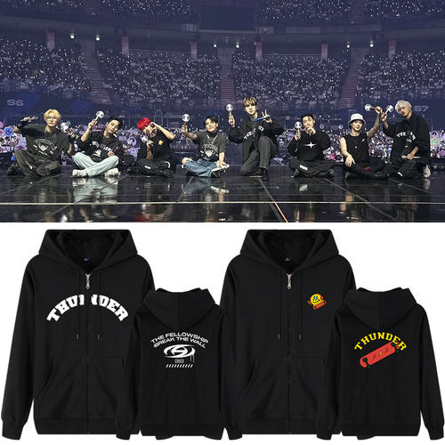 ATEEZ世巡演唱会BREAK THE WALL同款卫衣服加绒薄款拉链连帽开衫