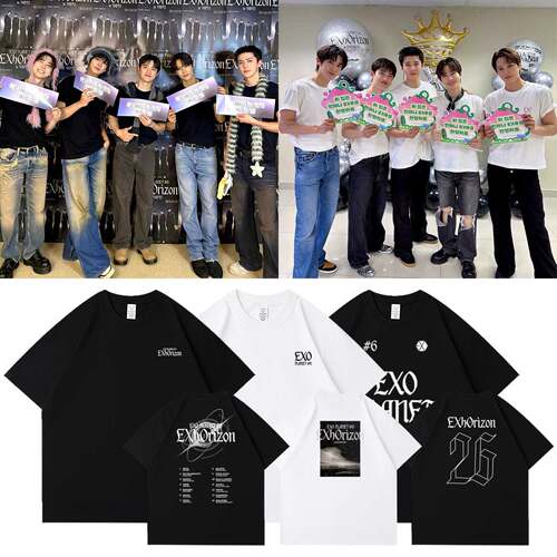 EXO2026六巡演唱会EXhOrizon台北曼谷站周边同款短袖T恤纯棉印花