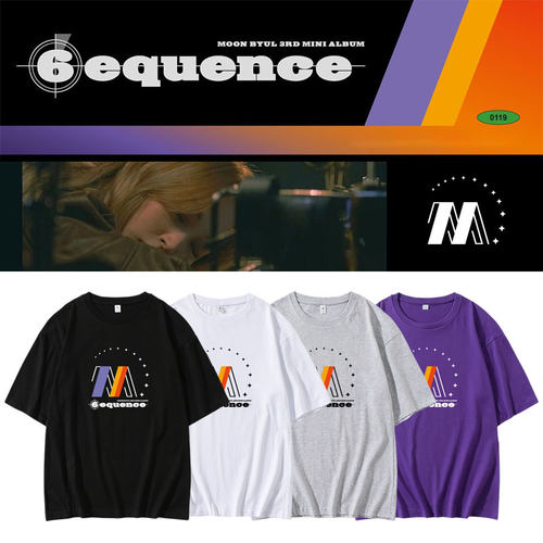 MAMAMOO文星伊玟星专6equence周边印花同款短袖宽松落肩纯棉T恤