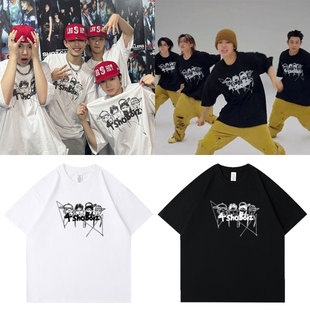 Lngshot出道打歌衣服朴宰范周边同款短袖T体恤纯棉印花宽松打底衫