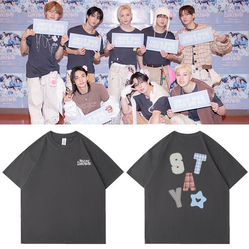 StrayKids演唱会STAYinOurLittleHouse周边同款短袖T体恤纯棉印花