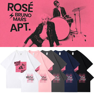 BLACKPNK朴彩英ROSE单曲APT周边应援同款短袖T体恤宽松纯棉衣服