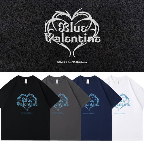 NMIXX专辑BlueValentine周边应援同款短袖T恤高清印花纯棉上衣服
