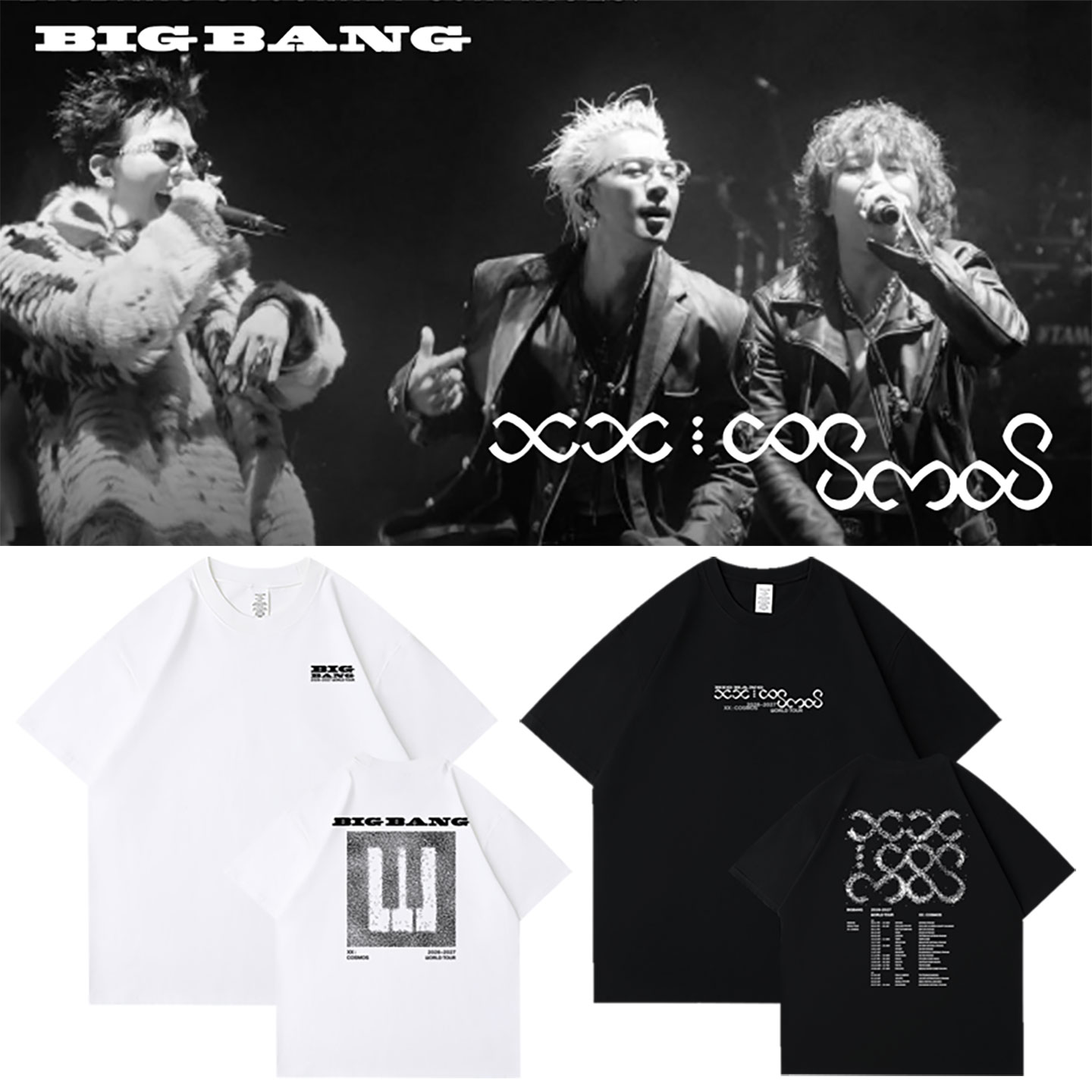 BIGBANG2026-2027世巡演唱会XxCosmos周边权志龙同款短袖T恤纯棉
