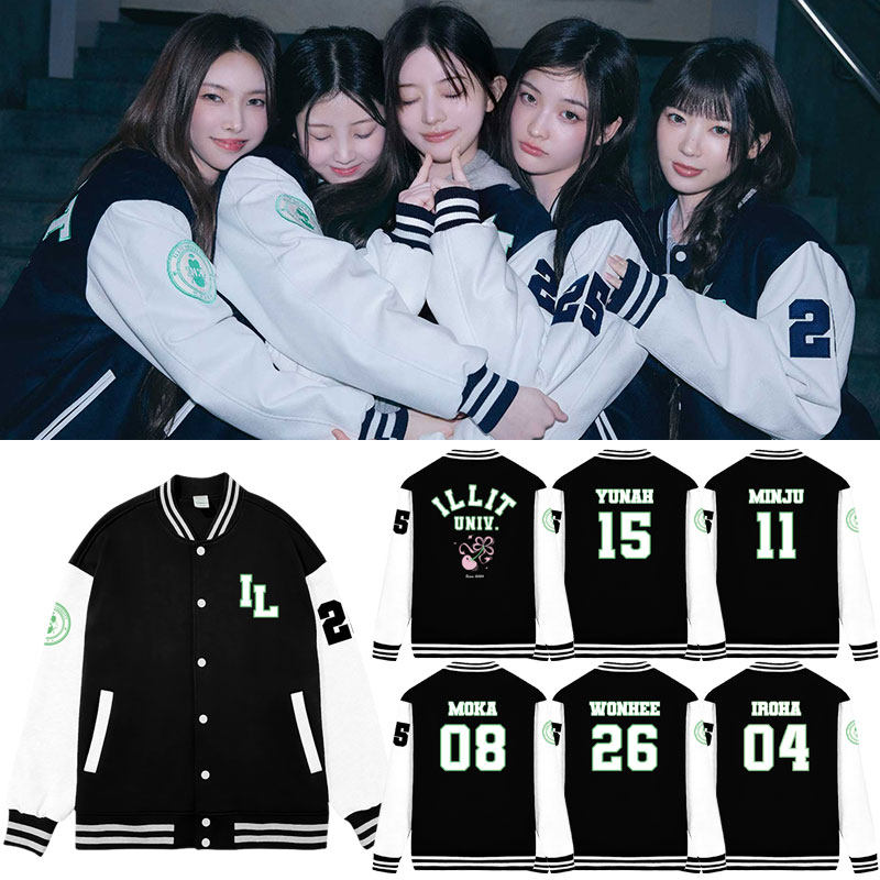 ILLIT演唱会应援周边衣服同款棒球服薄款春秋宽松印花上衣薄外套
