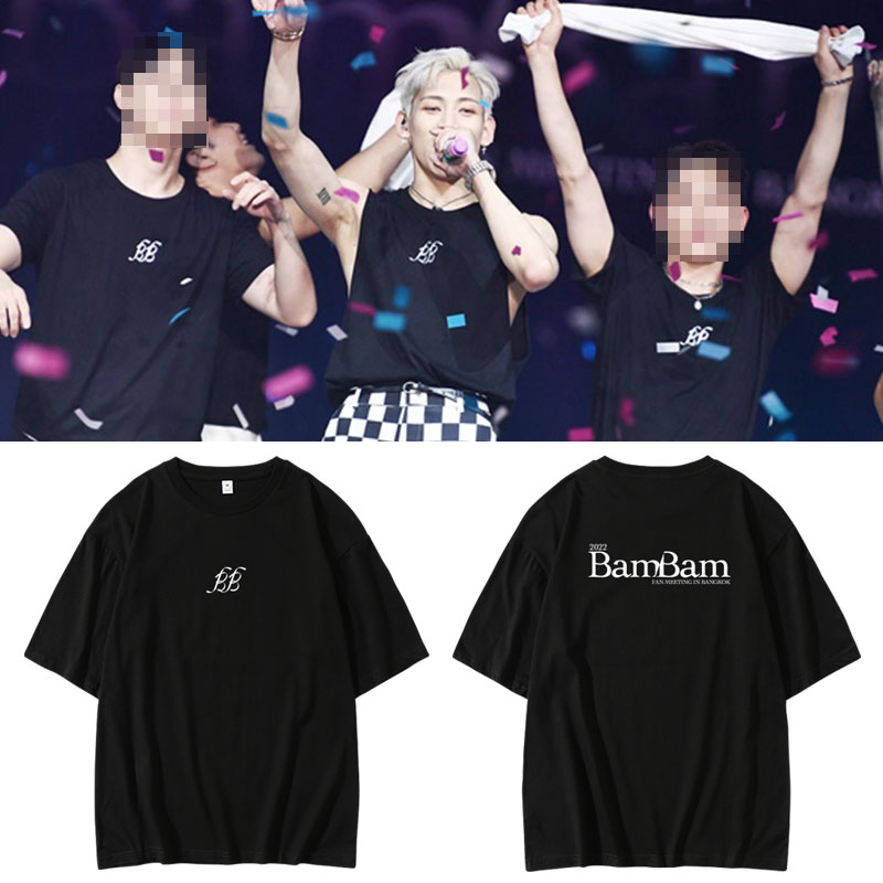 GOT7组合BamBam 2022FM演唱会周边同款衣服宽松印花纯棉短袖T恤夏