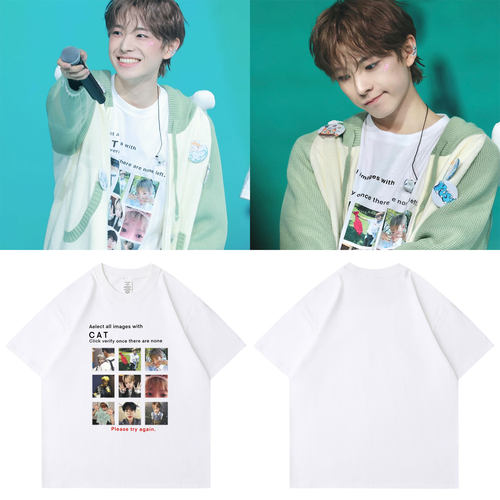 NCTWISH签售会得能勇志YUSHI痛衣印花衣服同款短袖T恤纯棉小领口