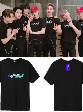 MONSTA X2019日巡FM演唱会周边应援衣服同款短袖T恤宽松纯棉上衣