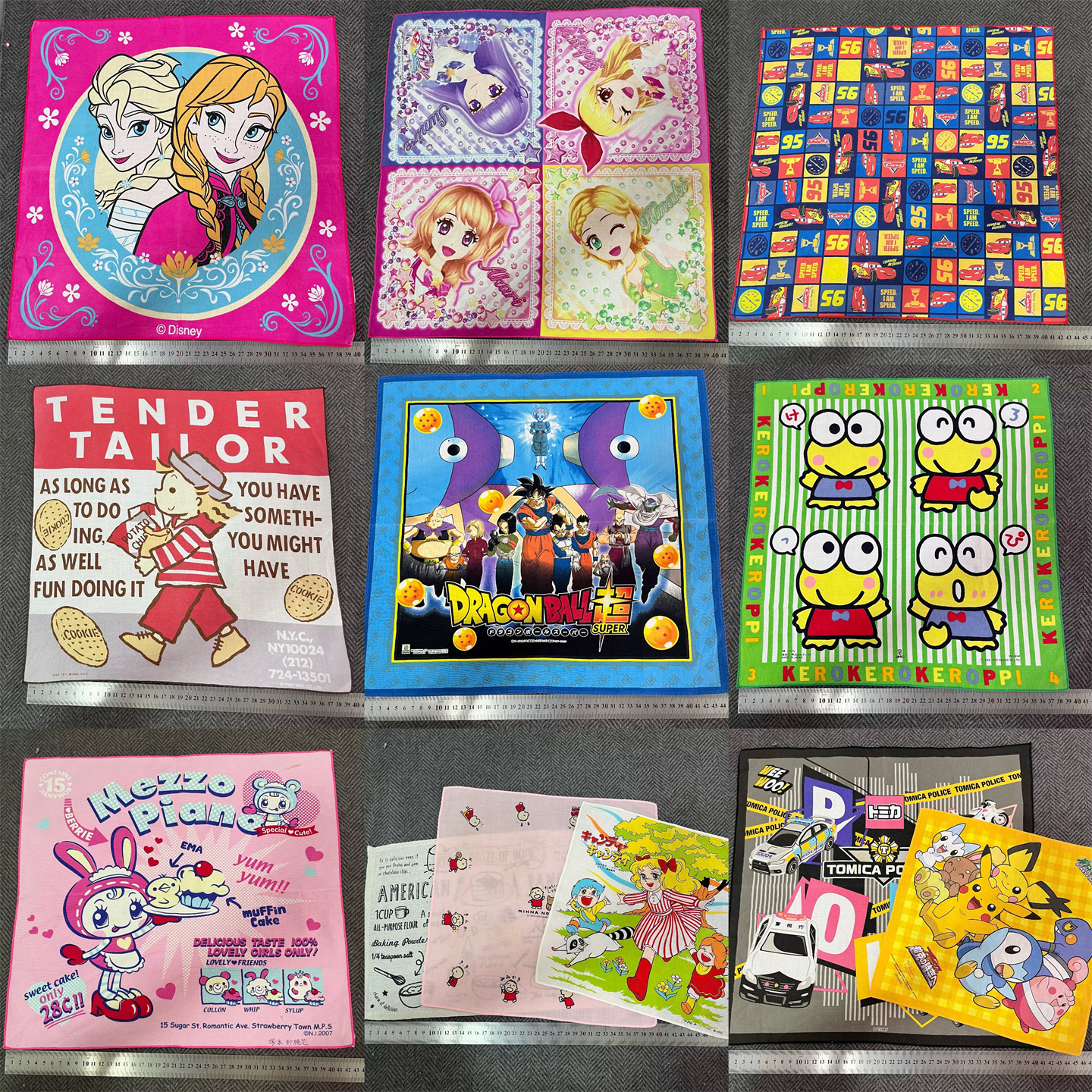 vintage卡通方巾动漫可爱小手帕