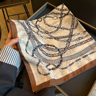 时尚复古文艺方巾棉麻发带披肩领巾头巾秋冬百搭围巾65cm大尺寸