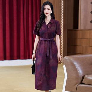 聲雨竹高端杭州真絲扎染香云紗媽媽夏裝 真絲連衣裙品牌中老年桑蠶