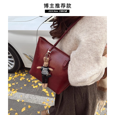 安可拉红色大容量托特包包女2025新款手提包春夏高级感通勤单肩包