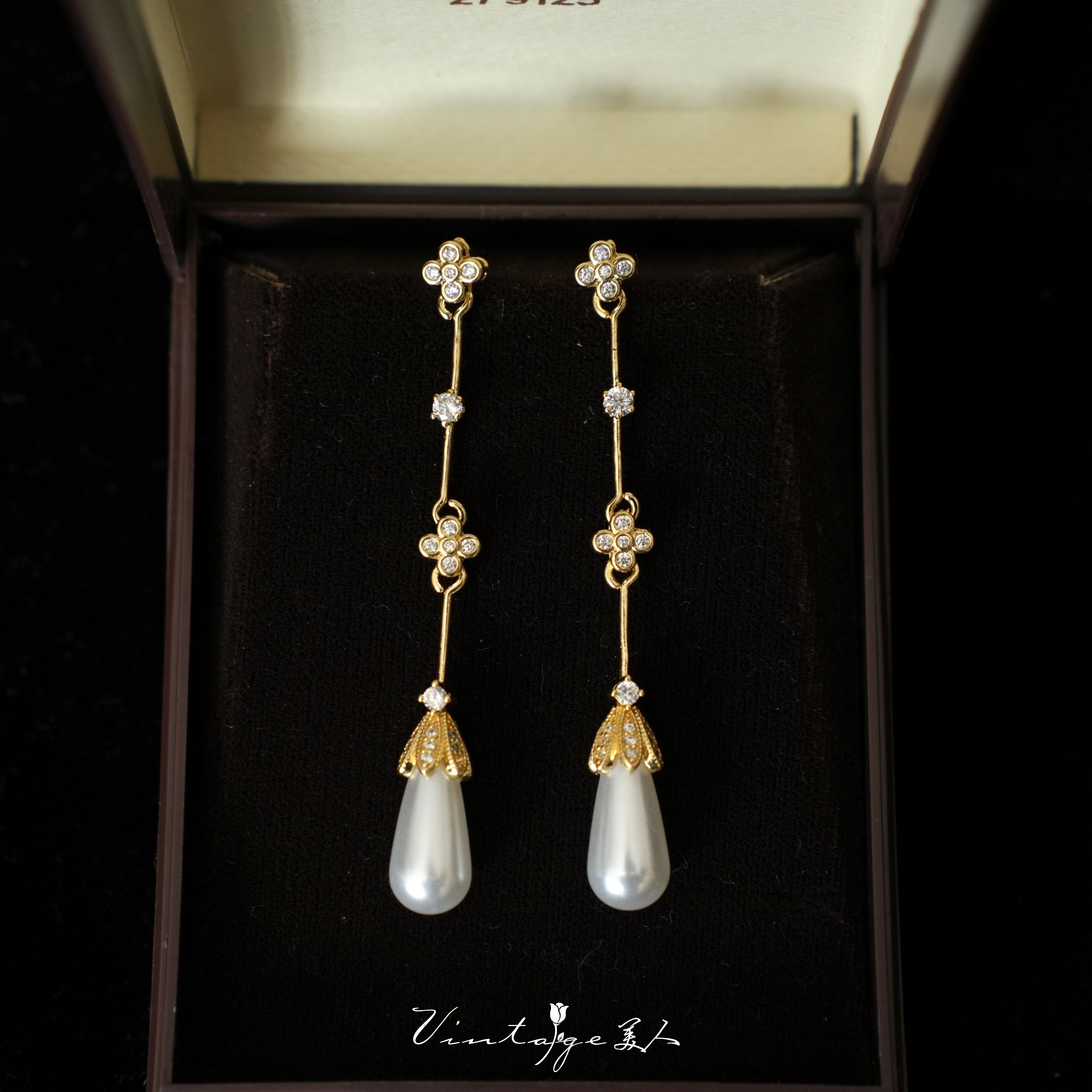 「缪斯的眼泪」法式复古高级感宫廷轻奢小众闪耀水滴珍珠耳环耳夹,饰品/流行首饰/时尚饰品新,耳环,淘宝优惠券,粉丝福利购,淘宝优惠卷