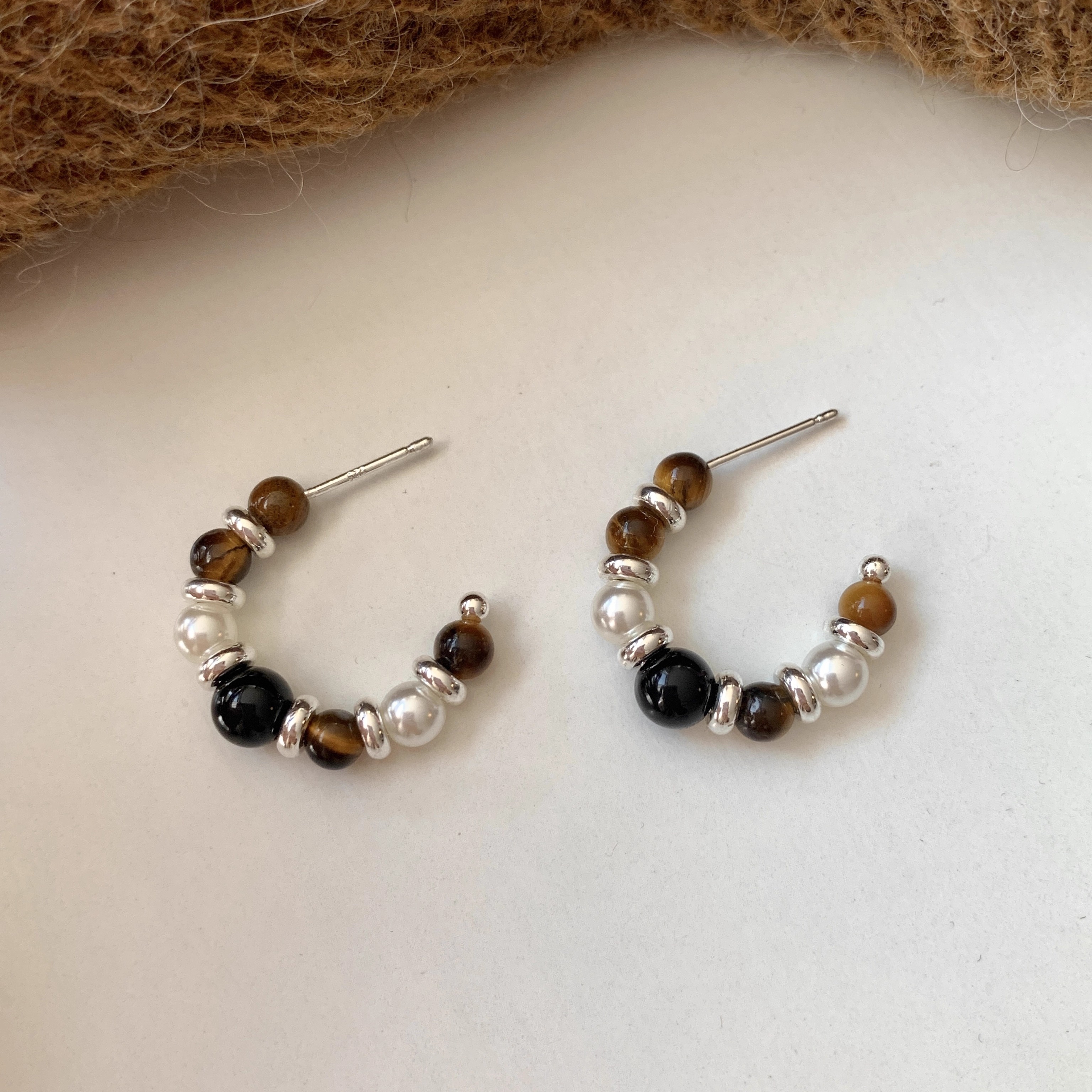 戛纳之夜｜黑玛瑙极简C形耳圈