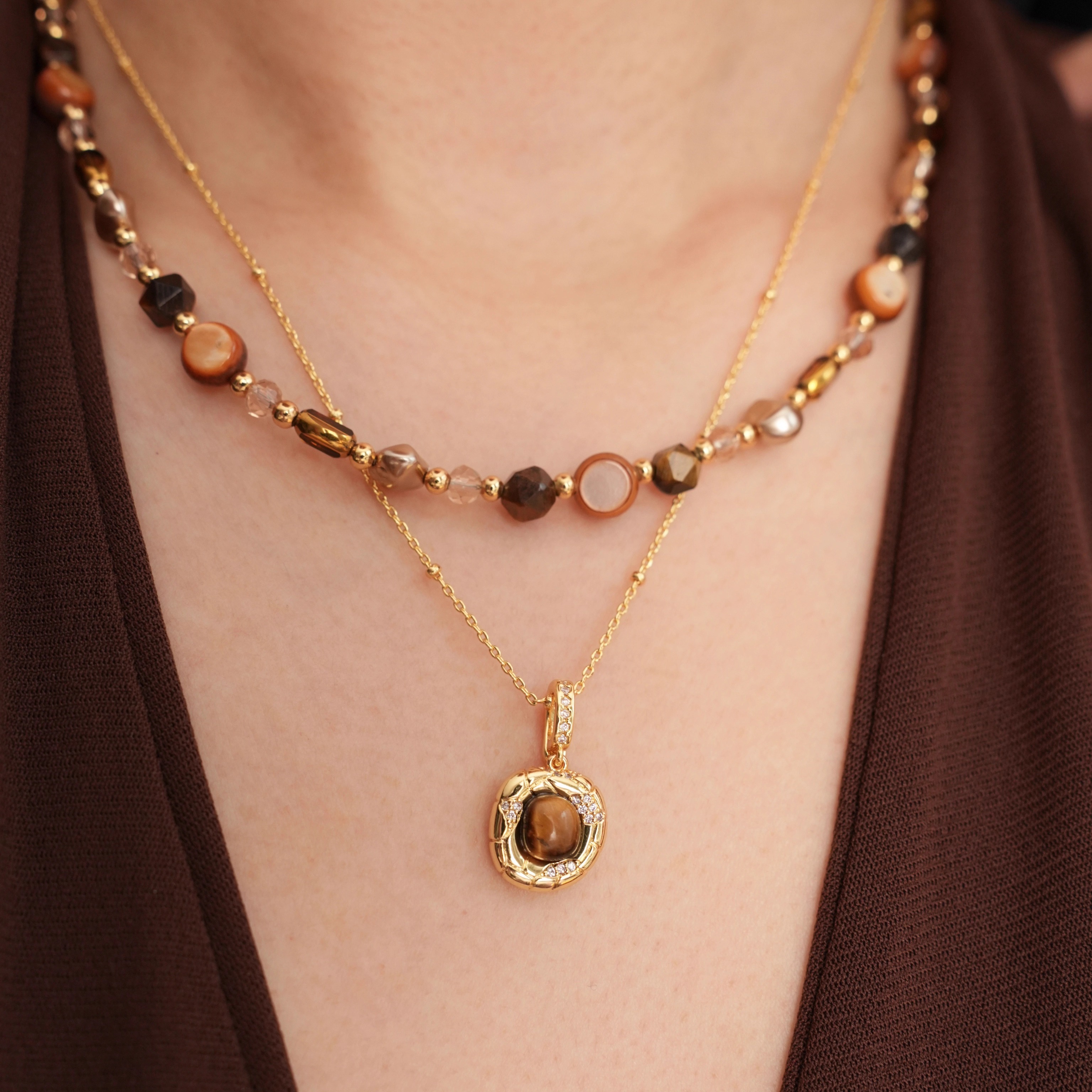 圣瓦西里｜复古高级感虎眼石项链