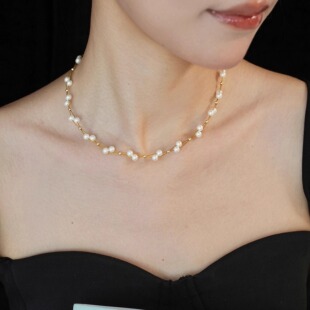 「塞纳河珠影」法式 复古轻奢高级编织百搭错落施家珍珠项链锁骨链