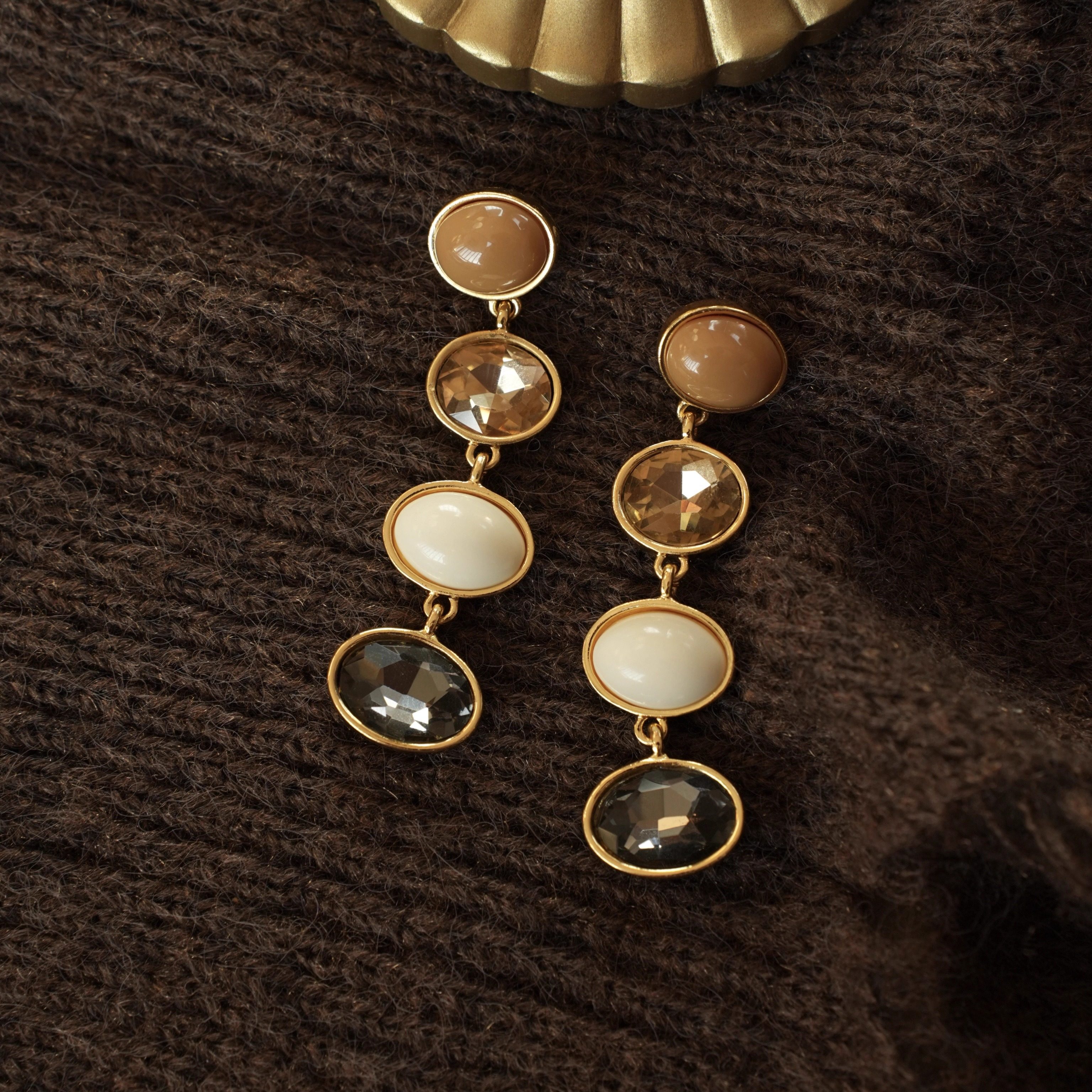 「榛果拿铁」法式高级感复古轻奢设计感小众卡其色宝石耳环/耳夹,饰品/流行首饰/时尚饰品新,耳环,淘宝优惠券,粉丝福利购,淘宝优惠卷