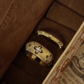 「罗马契约」法式 拉丝金复古高级感叠戴百搭轻奢镂空蕾丝开口戒指