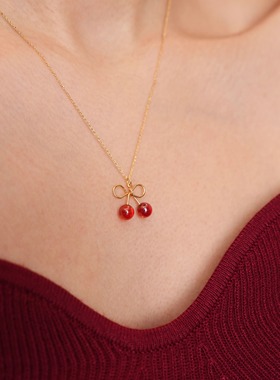 cherrygirl~红色显白小樱桃项链