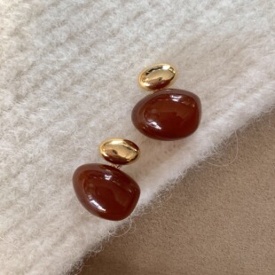 「焦糖琥珀」法式 chic高级感复古通勤秋冬百搭显白不规则耳坠耳环