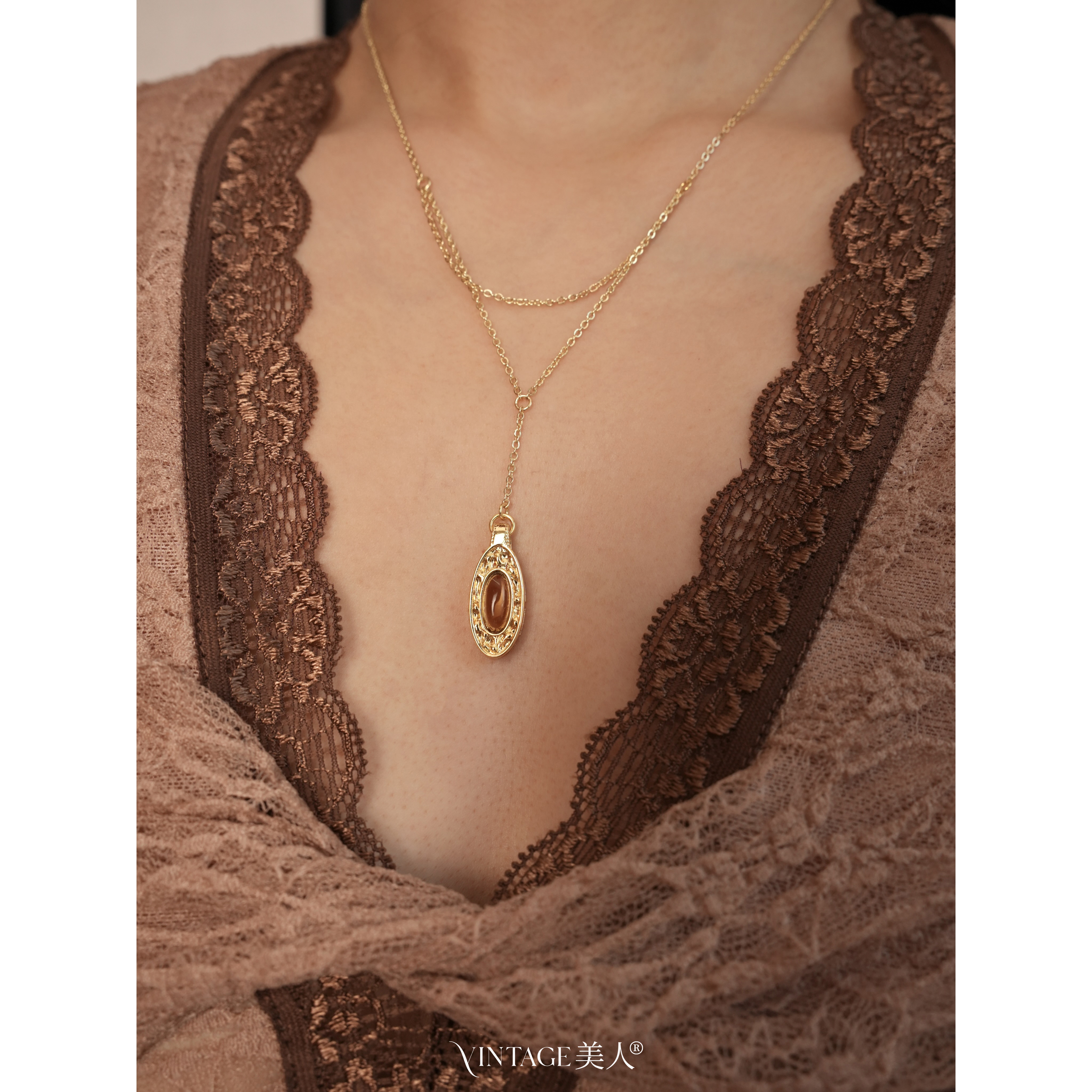 缪斯之瞳｜vintage复古琥珀项链