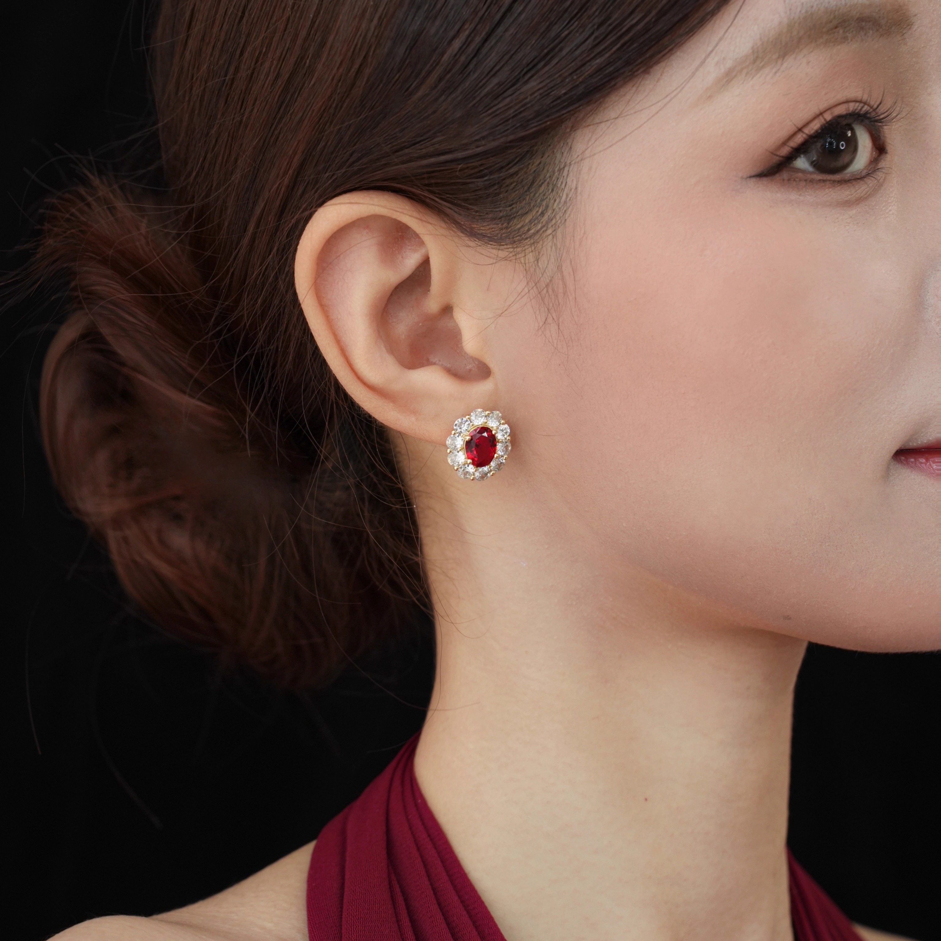 鸽血情书｜闪耀红宝石耳环项链