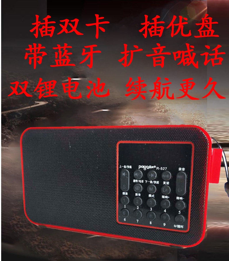 帕果双卡蓝牙音箱 扩音器插卡老人收音机广场舞K歌录音删除音响